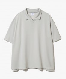 V-Neck Stand Collar T-Shirts [Grey]
