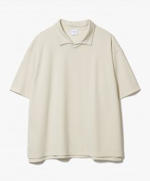 V-Neck Stand Collar T-Shirts [Ivory]
