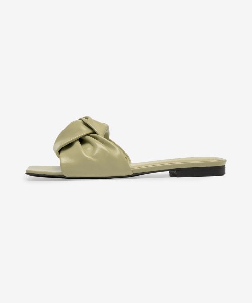 MUSINSA BY FAR Women s Lima Gloss Leather Slides Olive