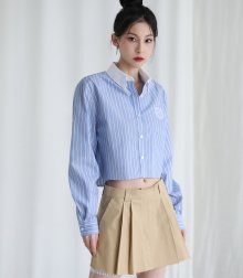 Stripe cropped Mu shirt BLUE