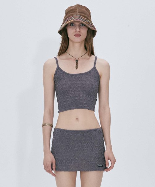 Wrinkle Sleeveless Top Charcoal