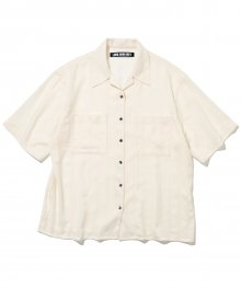 open collar pocket s/s shirts off white