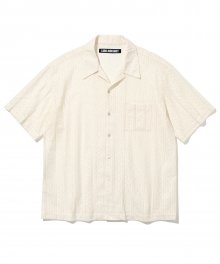 lace open collar s/s shirts off white