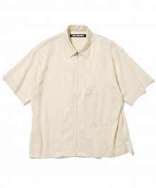 zip up pocket s/s shirts cream