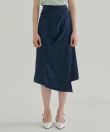 FJD UNBALANCE SATIN SKIRT NAVY