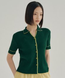 FJD BUTTON SHORT-SLEEVE CARDIGAN GREEN