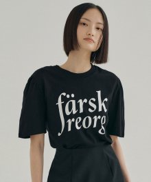 FJD PRINTING PUFF-SLEEVE T-SHIRTS BLACK