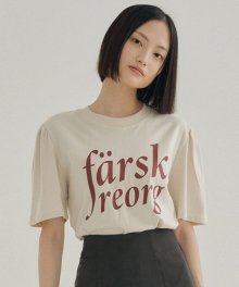 FJD PRINTING PUFF-SLEEVE T-SHIRTS BEIGE