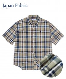 (LIMITED JAPAN FABRIC) RONUND SS SHIRT CHECK BEIGE