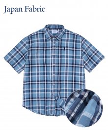 (JAPAN FABRIC) WRINKLE CHECK SHIRT BLUE