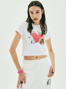 HEART HEART SLIMFIT CROP TSHIRT WHITE