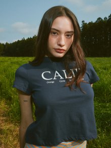 CALIE ORANGE CIRCLE LOGO TSHIRTS NAVY