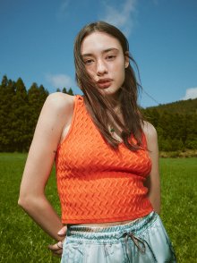 CROSS BACKLESS KNIT VEST ORANGE