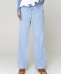 320쇼룸(320SHOWROOM) Semi wide High waist Stitch Summer Denim Pants Light blue