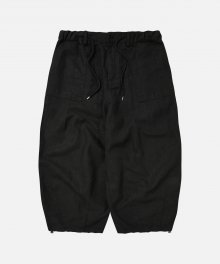 LINEN BALLOON STRING PANTS _ BLACK