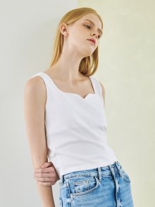 Curved Sleeveless Top - White