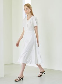 Side Pleats Dress - Ivory