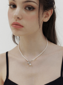 카인더베이비(KINDABABY) cubic heart key pearl necklace