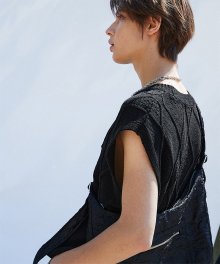 BLACK Scashi fisherman knit vest(PT010)