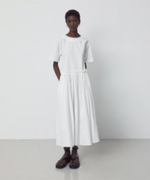 UNBALANCE SHIRRING DRESS_IVORY