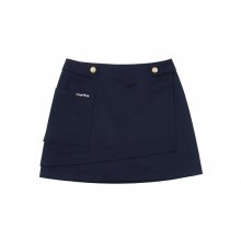 Waist Button Point Wrap Skirt_Navy