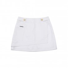 Waist Button Point Wrap Skirt_White