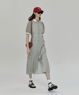 던스트 포 우먼(DUNST FOR WOMEN) BUTTONED PLEATED LONG DRESS MULTI_UDDR2B221B1