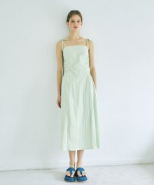 Slip Side Shirring Dress  Light Green