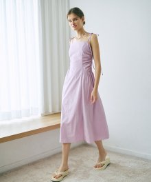 Slip Side Shirring Dress  Lavender