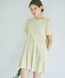 Pintuck Mini Dress  Vanilla