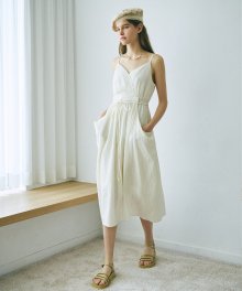 Slip String Pocket Dress  Cream