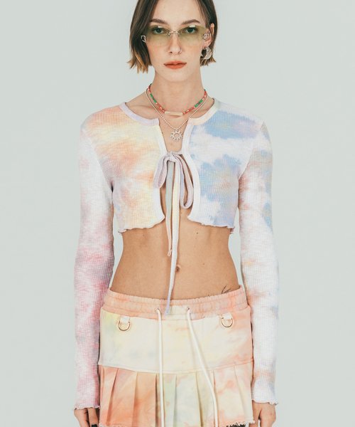 MUSINSA FANYOUNG Tie dye cropped cardigan rainbow