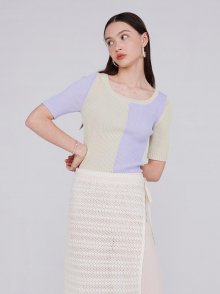 Two Tone knit Top in Yellow VK2MP147-52