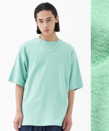 Textured Knit T-Shirt_Aqua Green