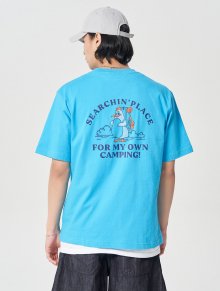 스카이블루 캐주얼 그래픽 반팔 티셔츠 (422542LYQQ)