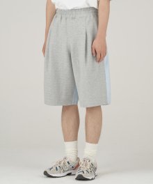 Deep One Tuck Half Shorts [Grey/White Blue]