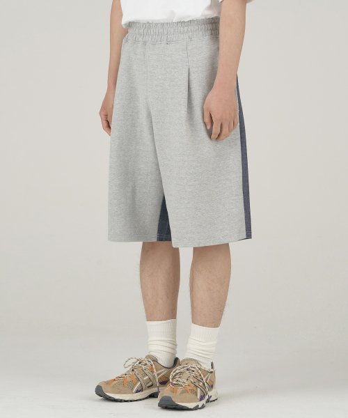 제로(XERO) Deep One Tuck Half Shorts [Grey/Indigo] - 39,000 | 무 