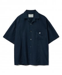 Open Collar Half Shirts (Linen) Midnight Lake