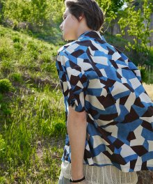 BLUE Triangle Camo 3D halfsleeve shirts jacket(PJ108)