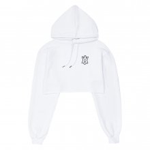 A LOGO EMBLEM PATCH CROP HOODIE WHITE