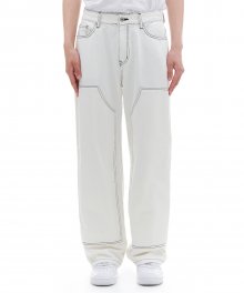 DOUBLE KNEE DENIM PANTS (IVORY)