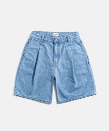 Pleats Denim Shorts Light Washed