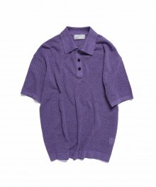 Crochet Pique Knit Tee - Purple