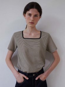 Square plissé top (Beige)