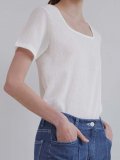 Square plissé top (white)