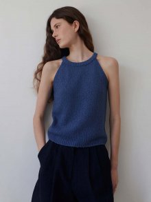 Halter linen sleeveless (blue)