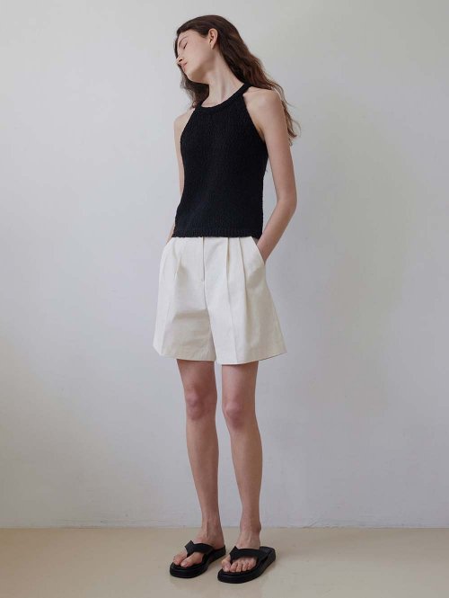 앤니즈(andneeds) Halter linen sleeveless (black)