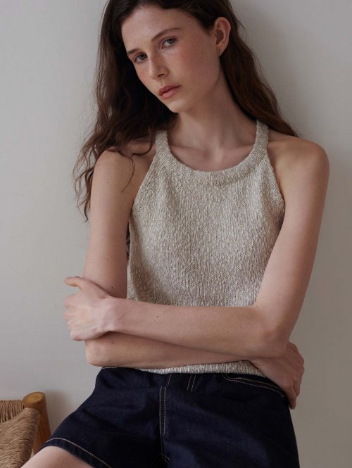 앤니즈(andneeds) Halter linen sleeveless (natural)