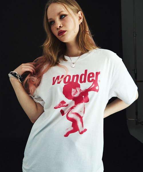 원더비지터(WONDERVISITOR) Mono-Punk Angel overfit T-Shirt [WH-pink] - 19,500 | 무신사 스토어