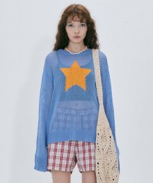 Star Knit Pullover Blue